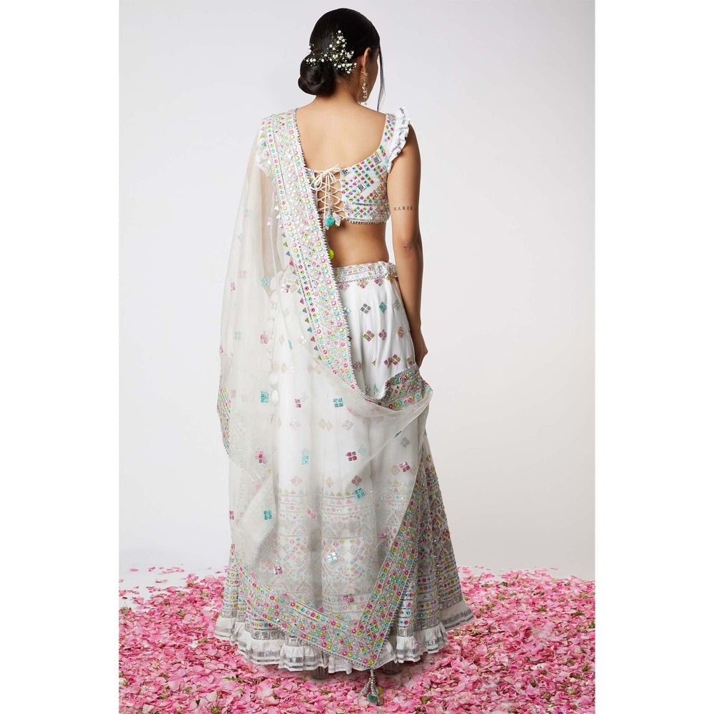 Gopi Vaid Noor Lehenga with Frill Sleeves (Set of 3)