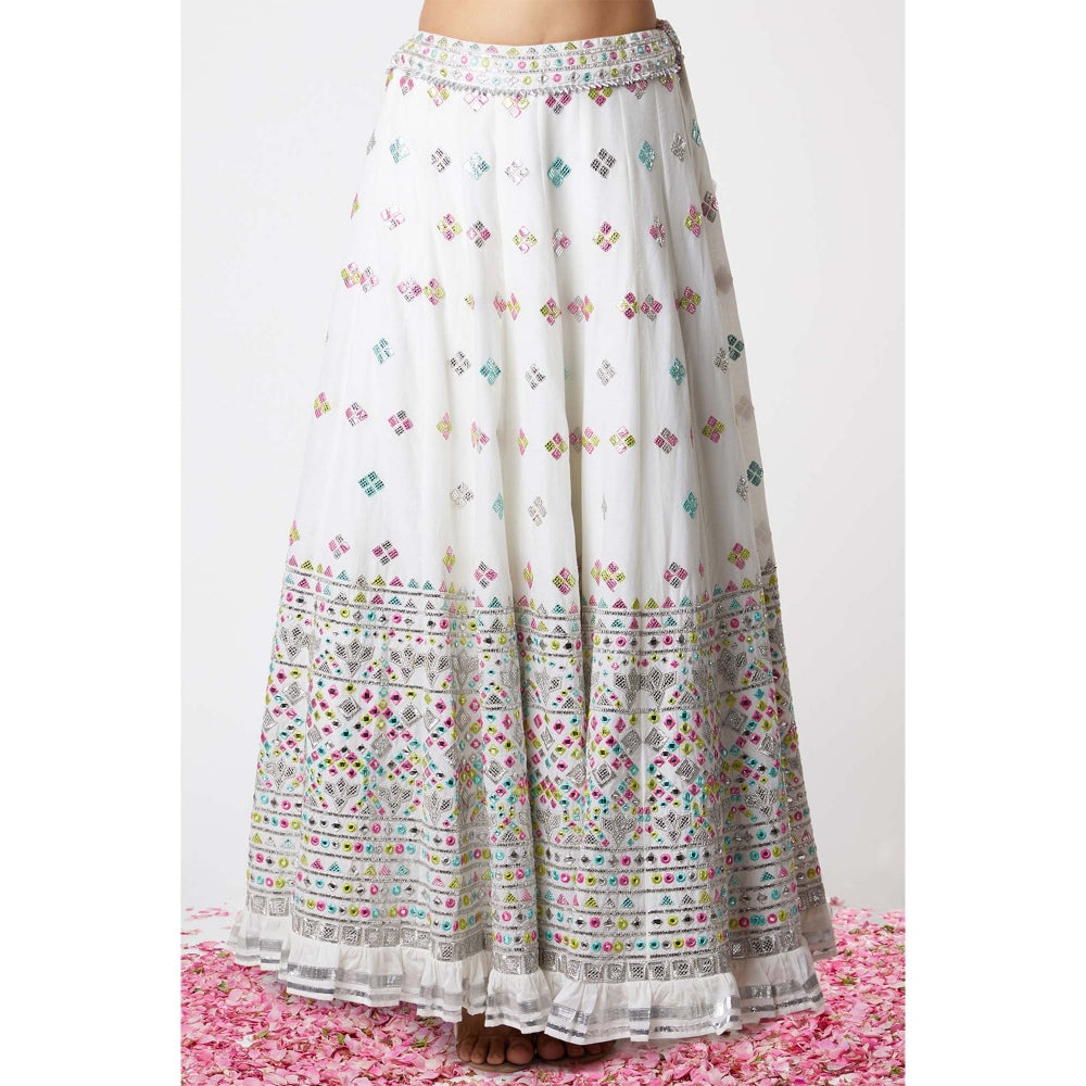 Gopi Vaid Noor Lehenga with Frill Sleeves (Set of 3)