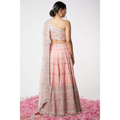 Gopi Vaid Noor One Shoulder Lehenga (Set of 3)
