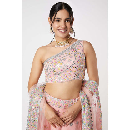 Gopi Vaid Noor One Shoulder Lehenga (Set of 3)