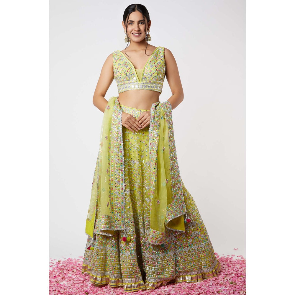 Gopi Vaid Noor Sleeveless Lehenga (Set of 3)