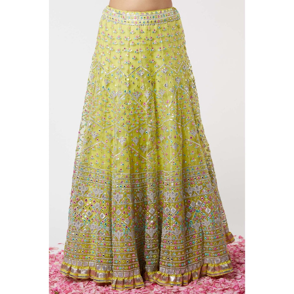 Gopi Vaid Noor Sleeveless Lehenga (Set of 3)