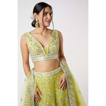 Gopi Vaid Noor Sleeveless Lehenga (Set of 3)