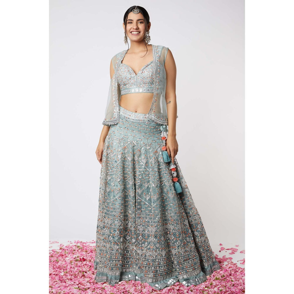 Gopi Vaid Noor Lehenga with Short Jacket (Set of 3)