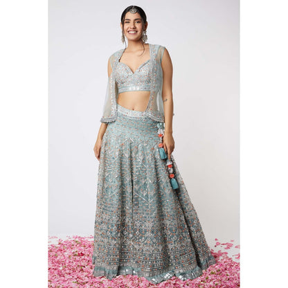 Gopi Vaid Noor Lehenga with Short Jacket (Set of 3)