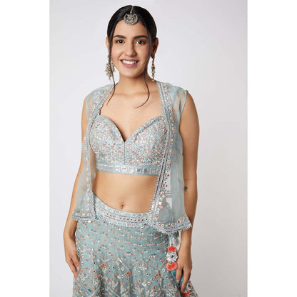 Gopi Vaid Noor Lehenga with Short Jacket (Set of 3)