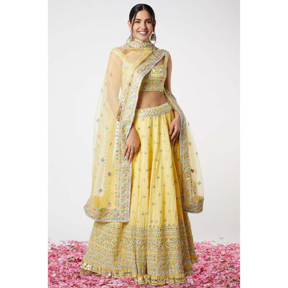 Gopi Vaid Noor Strappy Lehenga (Set of 3)