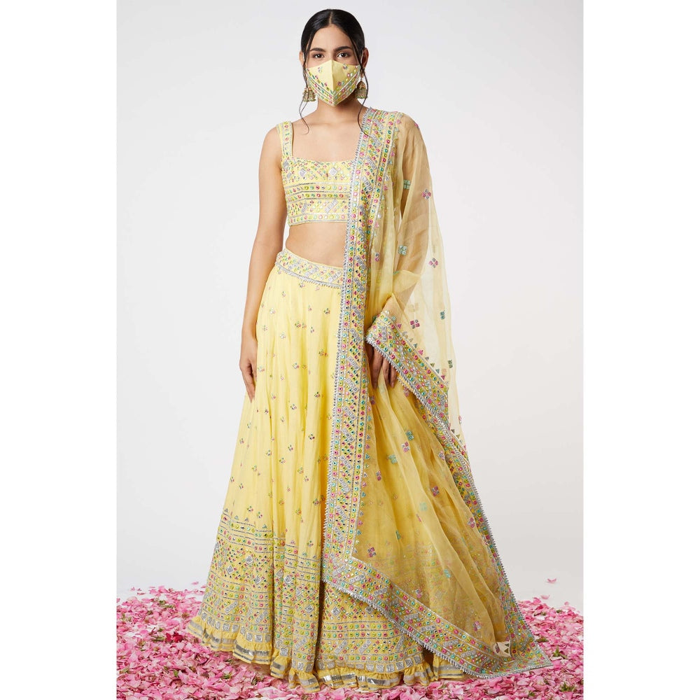 Gopi Vaid Noor Strappy Lehenga (Set of 3)