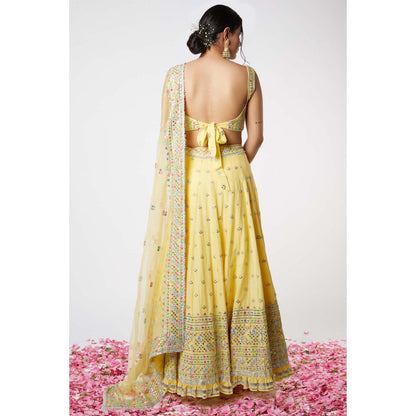 Gopi Vaid Noor Strappy Lehenga (Set of 3)