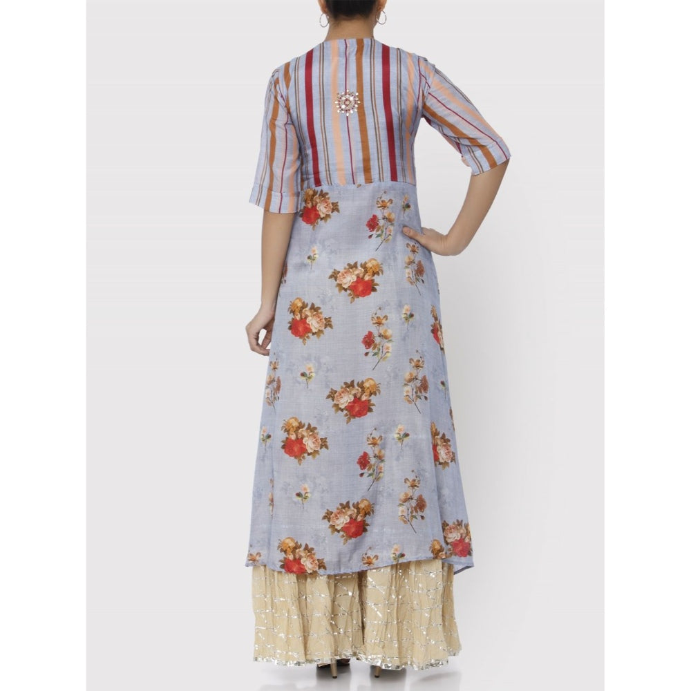 Gopi Vaid Blue Jaipur Double Cowl Kurta