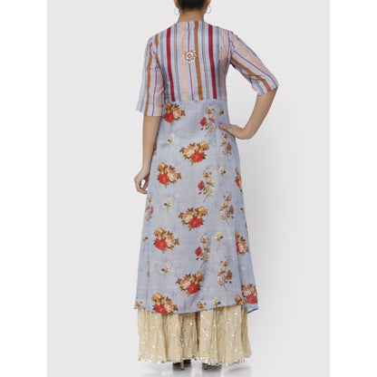 Gopi Vaid Blue Jaipur Double Cowl Kurta