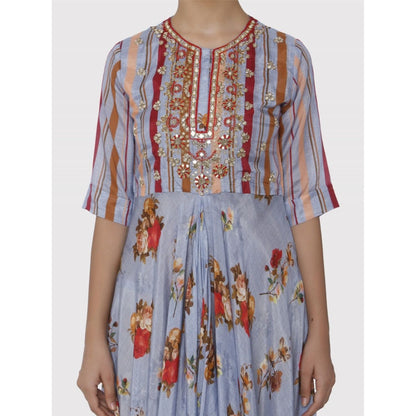 Gopi Vaid Blue Jaipur Double Cowl Kurta