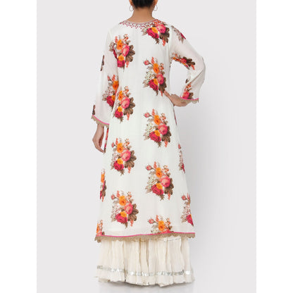 Gopi Vaid Cream Ahilya Kaftan Kurta