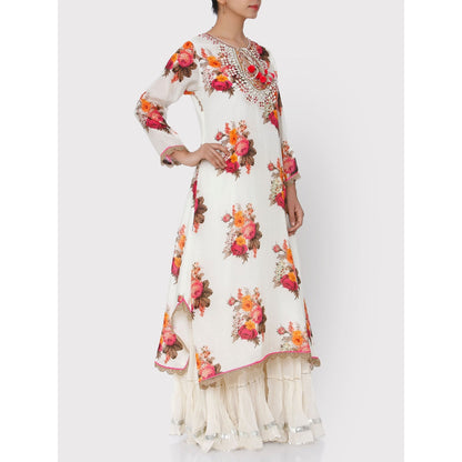 Gopi Vaid Cream Ahilya Kaftan Kurta