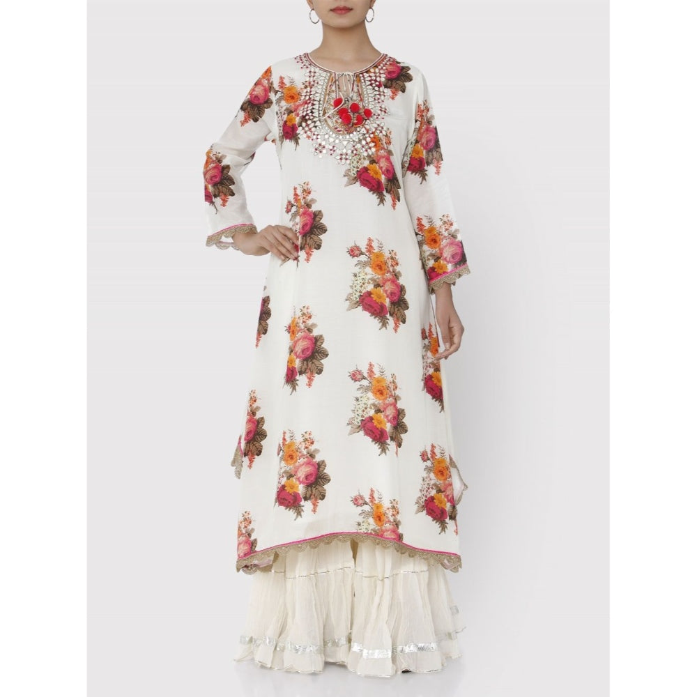 Gopi Vaid Cream Ahilya Kaftan Kurta