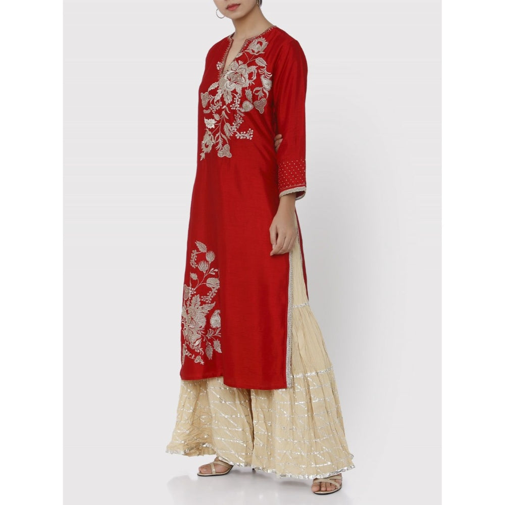 Gopi Vaid Red Patna Tunic