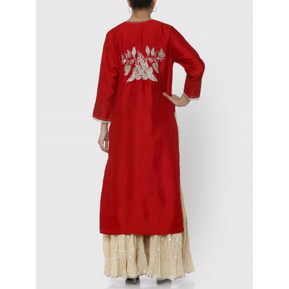 Gopi Vaid Red Patna Tunic