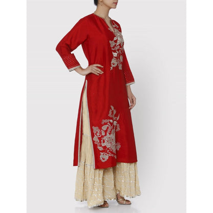 Gopi Vaid Red Patna Tunic