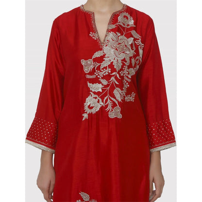 Gopi Vaid Red Patna Tunic