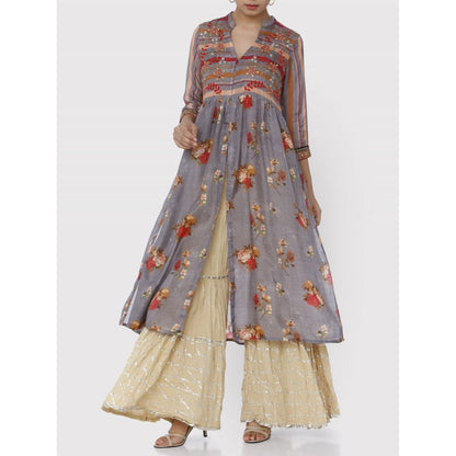 Gopi Vaid Grey Jaipur Jacket Kurta