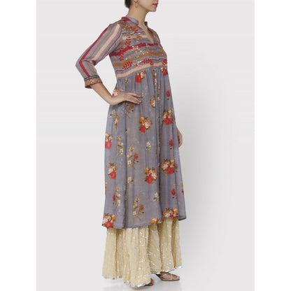 Gopi Vaid Grey Jaipur Jacket Kurta