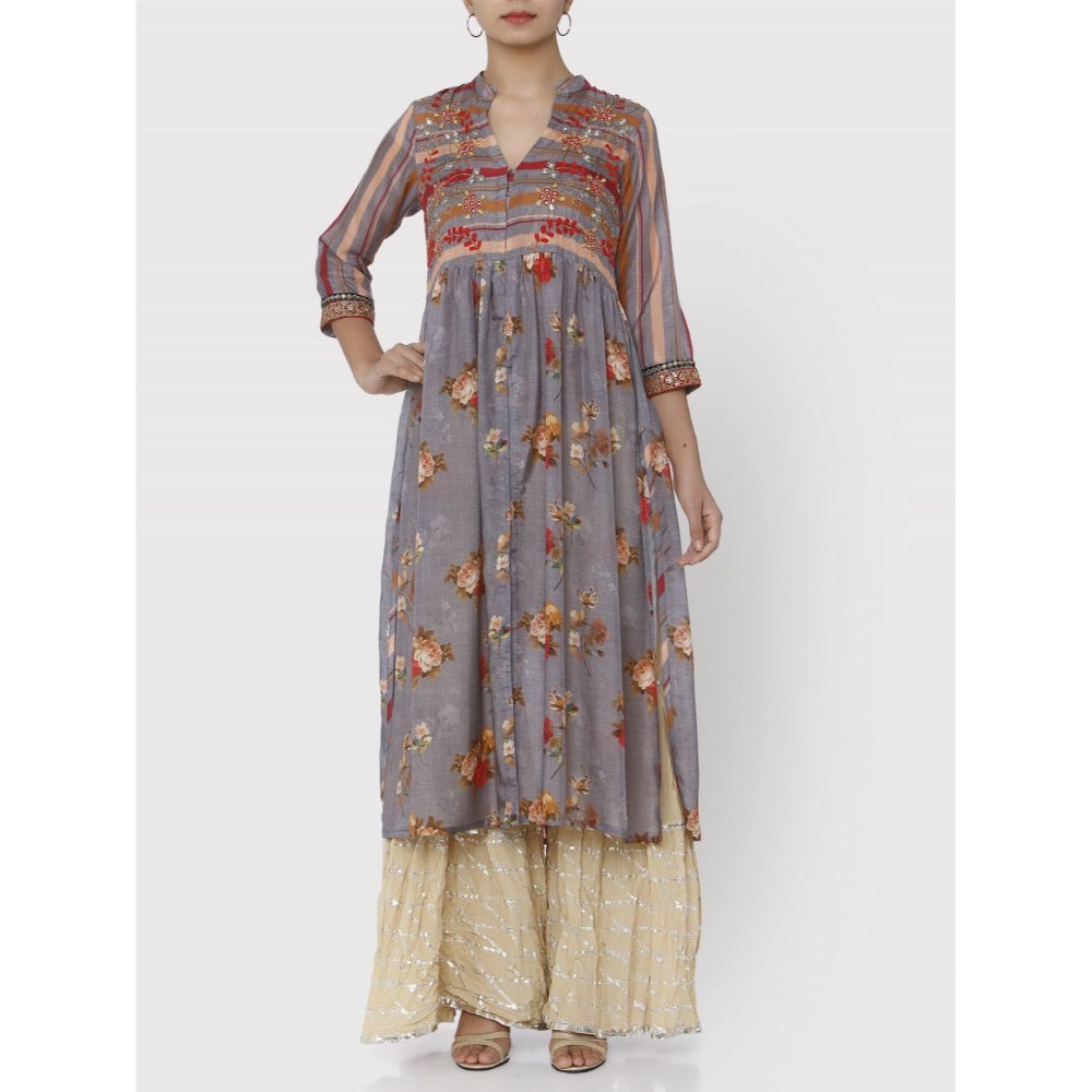 Gopi Vaid Grey Jaipur Jacket Kurta