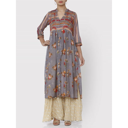 Gopi Vaid Grey Jaipur Jacket Kurta