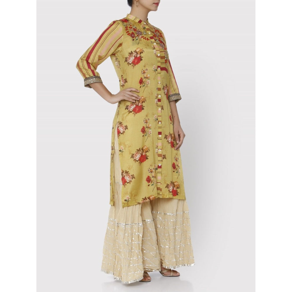 Gopi Vaid Yellow Jaipur Shirt Kurta