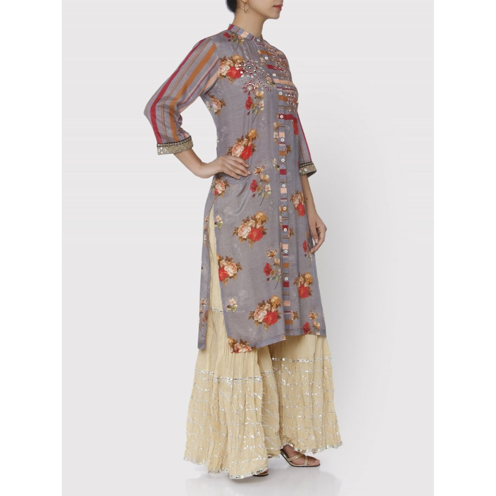 Gopi Vaid Grey Jaipur Shirt Kurta