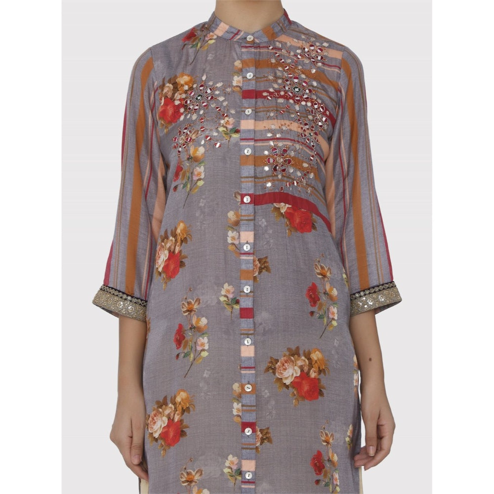 Gopi Vaid Grey Jaipur Shirt Kurta