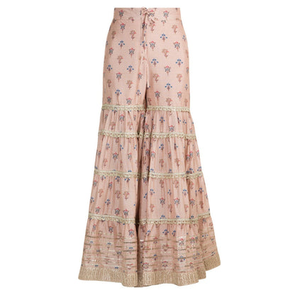 Gopi vaid Pink Gota Work Kurta With Sharara & Dupatta (Set of 3)