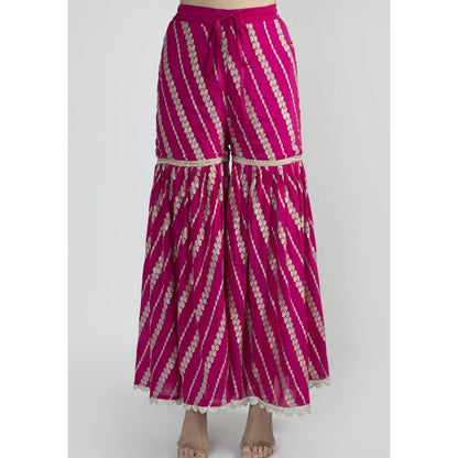 Gopi vaid Pink Embroidered Kurta With Sharara & Dupatta (Set of 3)