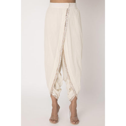 Gopi vaid Off White Gota Work Angrakha With Dhoti (Set of 2)