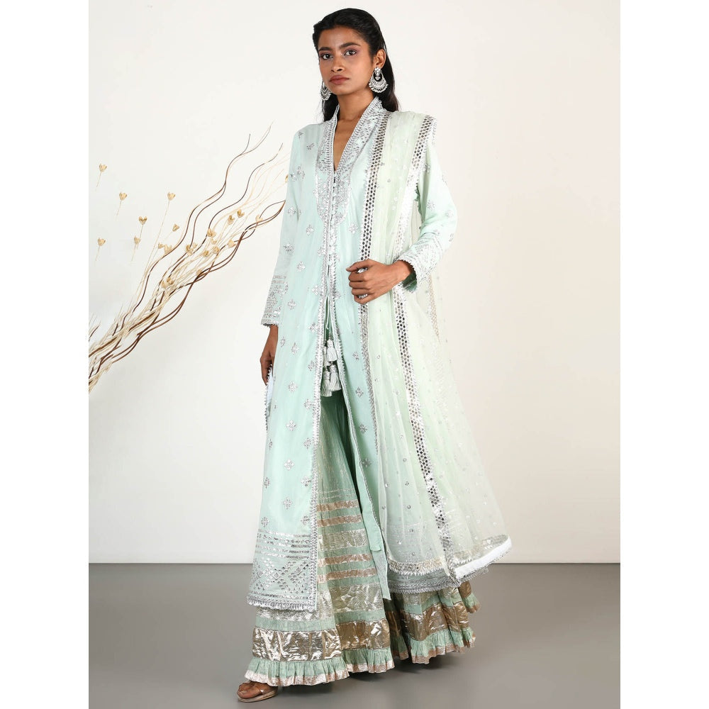 Gopi Vaid Embellished Chand Jacket And Sharara With Dupatta (Set of 3)