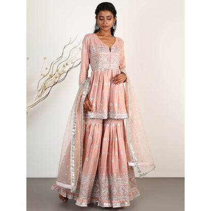 Gopi Vaid Embellished Chand Peplum And Gharara With Dupatta (Set of 3)