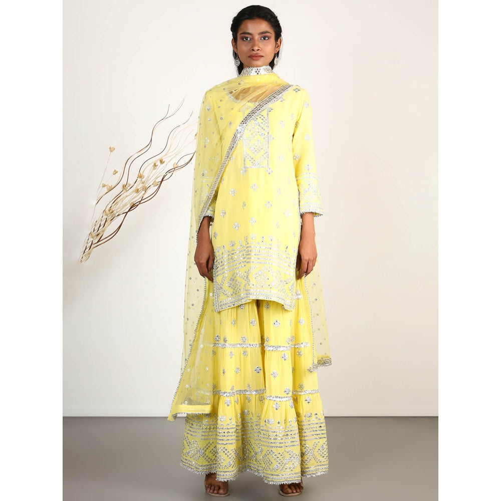 Gopi Vaid Embellished Chand Short Sharara And Kurta With Dupatta (Set of 3)