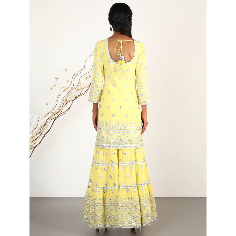 Gopi Vaid Embellished Chand Short Sharara And Kurta With Dupatta (Set of 3)