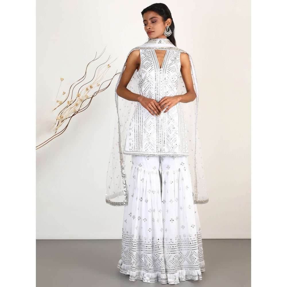 Gopi Vaid Embellished Chand Sleeveless Gharara And Kurta With Dupatta (Set of 3)