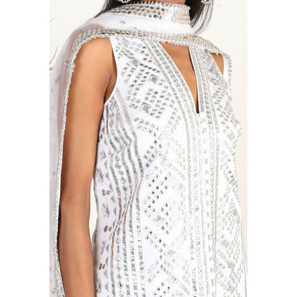 Gopi Vaid Embellished Chand Sleeveless Gharara And Kurta With Dupatta (Set of 3)