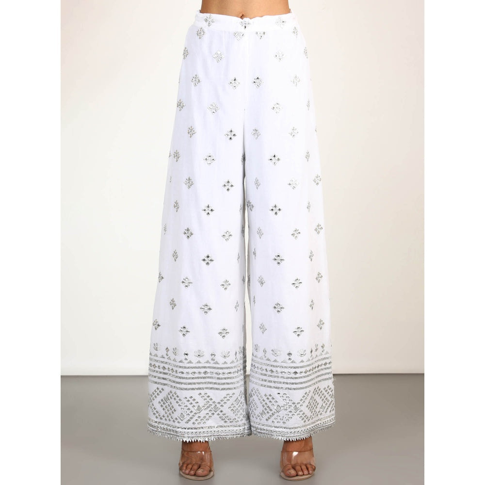 Gopi Vaid Embellished Chand Sleeveless Palazzo And Kurta With Dupatta (Set of 3)