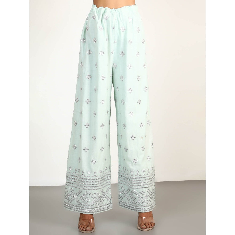 Gopi Vaid Embellished Chand Sleeveless Palazzo And Kurta With Dupatta (Set of 3)