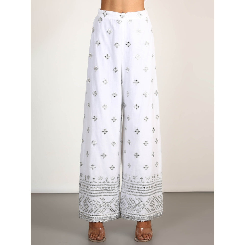 Gopi Vaid Embellished Chand Sleeveless Peplum And Palazzo With Dupatta (Set of 3)