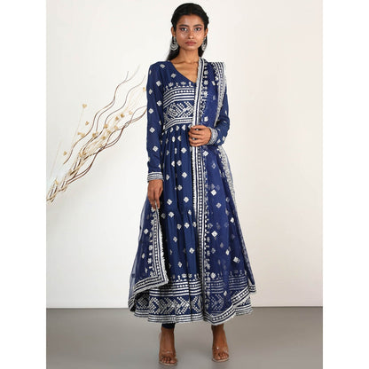 Gopi Vaid Embellished Chand Tiered AG Anarkali And Pant With Dupatta (Set of 3)