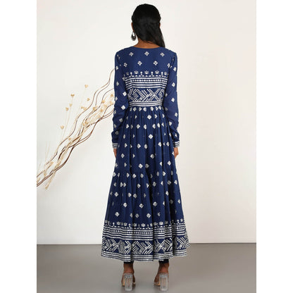 Gopi Vaid Embellished Chand Tiered AG Anarkali And Pant With Dupatta (Set of 3)