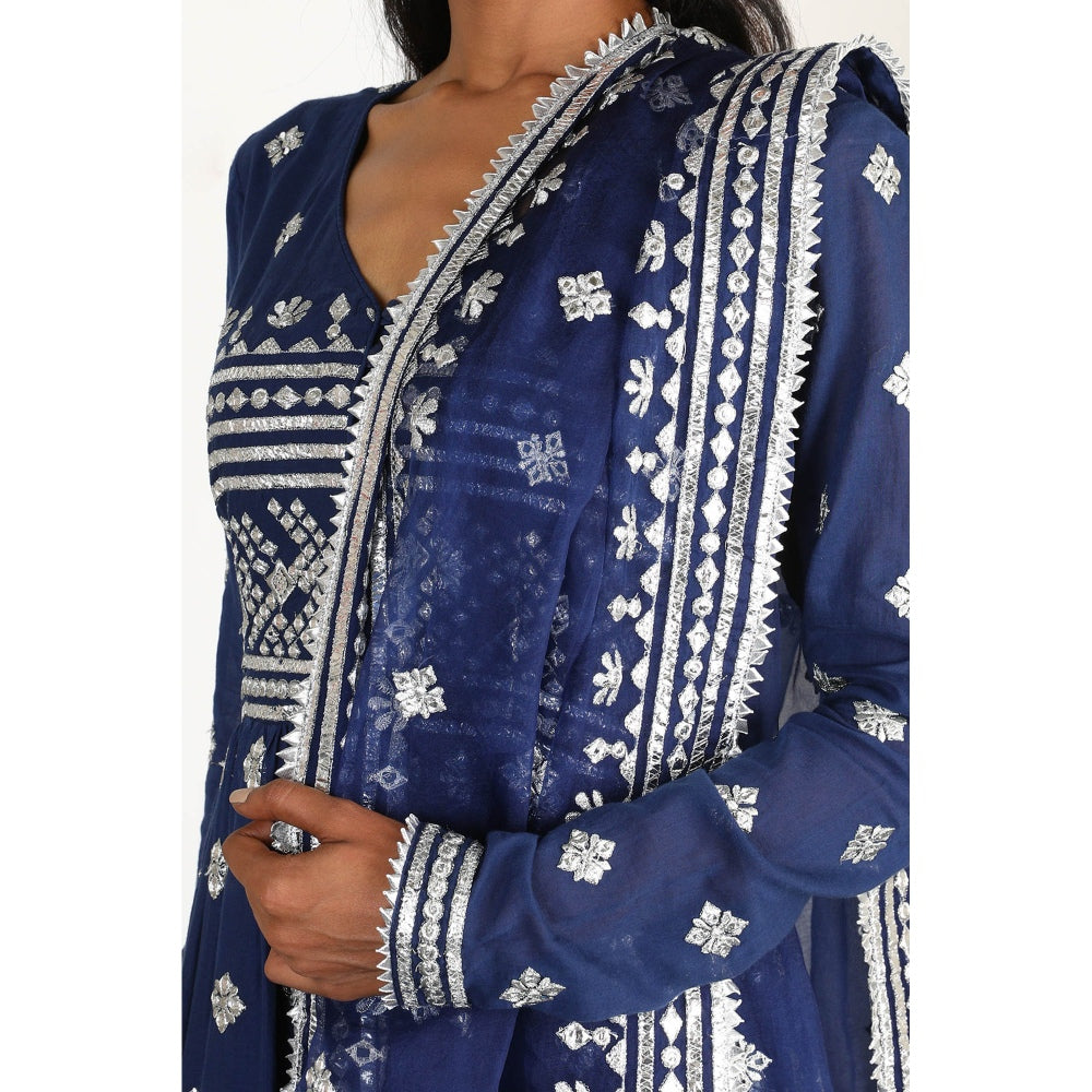 Gopi Vaid Embellished Chand Tiered AG Anarkali And Pant With Dupatta (Set of 3)