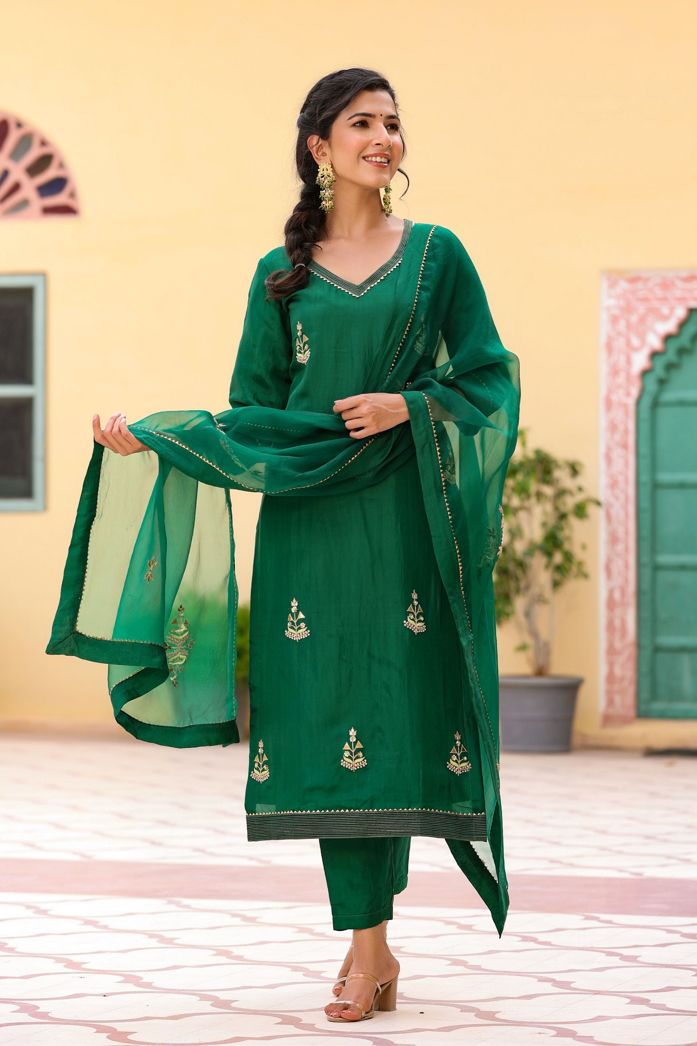 Punjabi Sangeet Function Wear Women's Ready Made Salwar Kameez With Plazzo  Suits | eBay