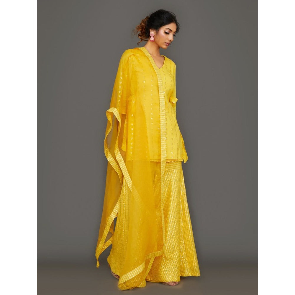 HANDME Sun-Kissed Yellow Sharara Suit (Set of 3)