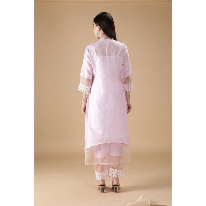 HANDME Pink Double Layered Pure Silk Suit (Set of 4)