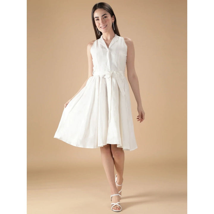 HANDME Spring Shoots Linen Dress - White