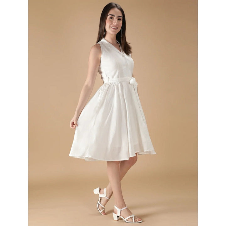 HANDME Spring Shoots Linen Dress - White